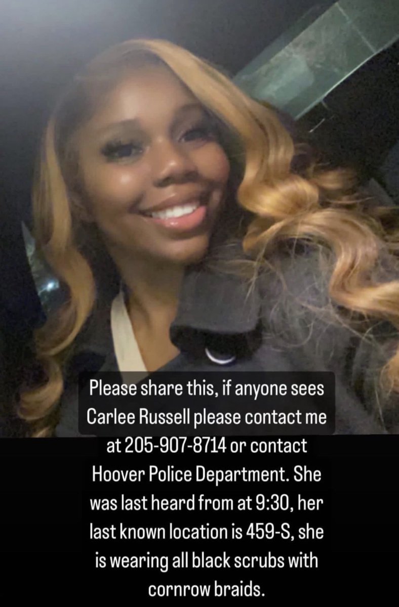 ‼️BIRMINGHAM‼️ YALL BE ON THE LOOKOUT. 

SHE SAW A TODDLER ON THE SIDE OF I-459S around 9:30pm Thursday night. PULLED OVER TO HELP. SHE HASNT BEEN HEARD FROM SINCE. HER PHONE, WATCH, AND CAR WERE LEFT ON THE SIDE OF THE ROAD.