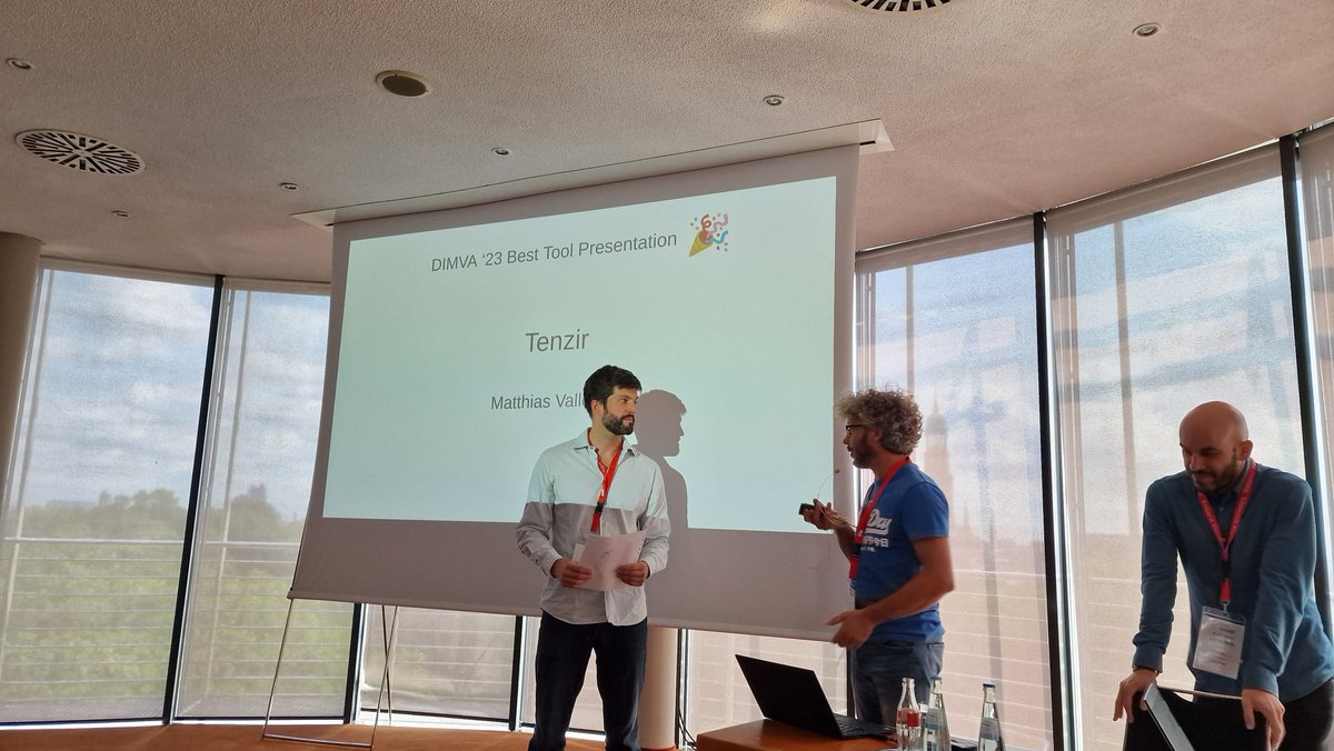 DIMVAConf's tweet photo. #DIMVA Best tool presentation award goes to @mavam and the tool Tenzir! https://t.co/dA5F5d4KFP