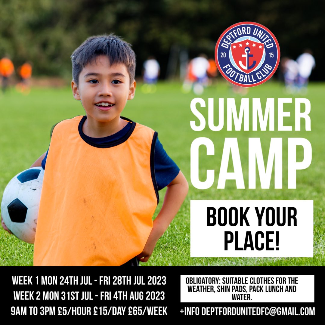 #bookyourplace for our #nextsummer camp commencing in two weeks!!! Loads of football and more activities are waiting for you! We welcome children from 5 to 15 years old! Ask for +info deptfordunitedfc@gmail.com #welovefootball #keepactive #summerholidays #summercamp