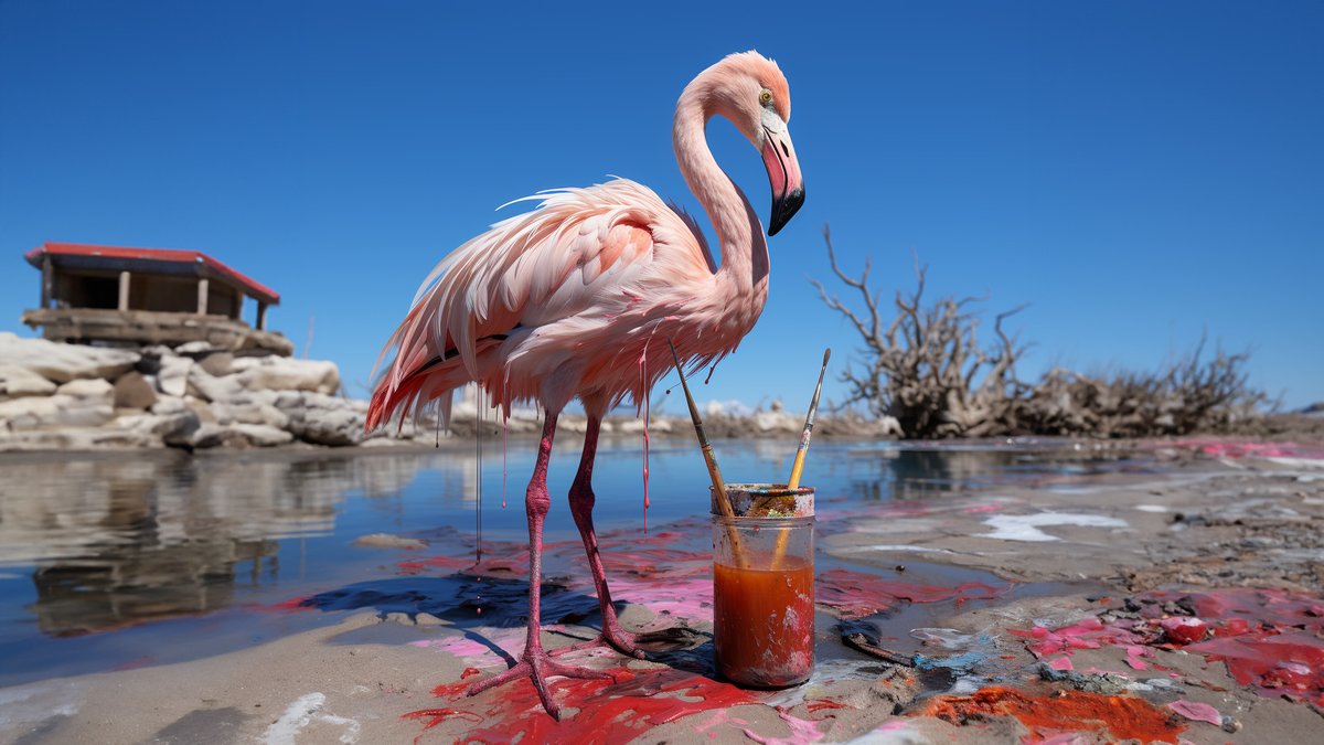 planet_2045's tweet photo. Once flamingos lose their colour, we could just slap a coat of paint on them. 🦩 

Or we can protect their habitats and make sure they don’t lose their food sources tomorrow.

Learn how you can help here: 
🌎https://t.co/islacTNTSS
​
 #planet2045 #ClimateAction #SaveTheAnimals https://t.co/iBoyCzsGhj
