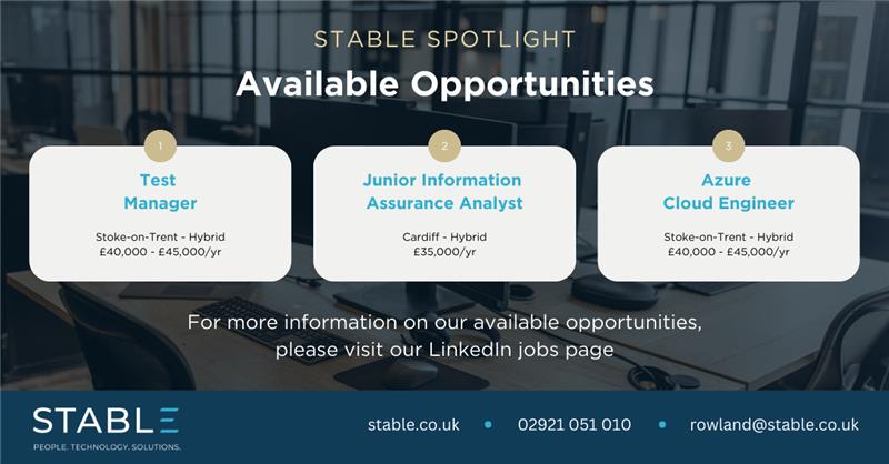 Here are this week's Stable Spotlight open roles that we are hiring for.
Please get in touch if you are interested otherwise take a look at our jobs page to see if there are any other suitable roles for you.
linkedin.com/company/thesta…