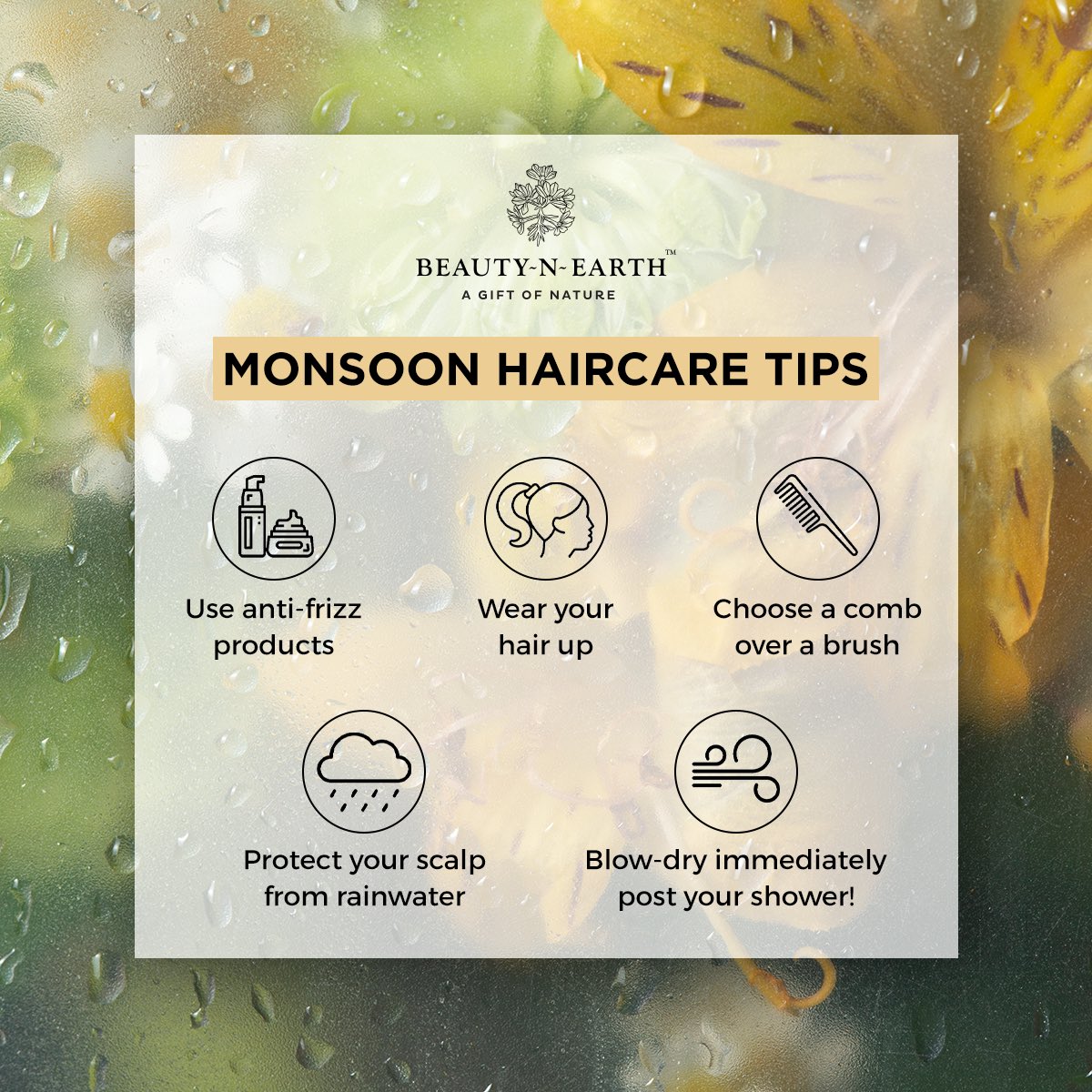 Monsoon may bring rain, but it shouldn’t bring bad hair days! 💧✨ Explore our monsoon haircare secrets for frizz-free hair! 

#monsoon #monsoontips #haircaretips #haircare #haircareproducts #hair #natural #beautynearth #india