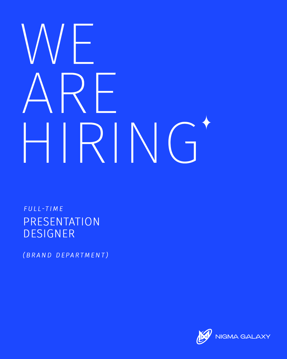 NigmaGalaxy's tweet photo. 📢We're hiring!

Our brand department is on the look for a creative and confident presentation designer🎨 

If you have what it takes, read more &amp; apply👇
https://t.co/cFAMoQys0S https://t.co/NyVDdPcmr1
