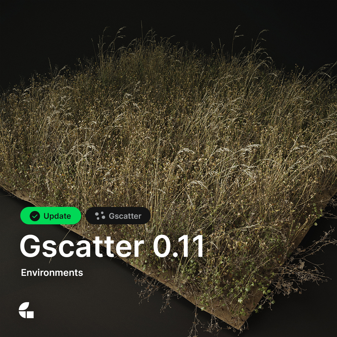 We just released a new Gscatter version 0.11. Including UI improvements &amp; the ability to generate complete environments with ease. Get started with a free environment. Customize terrain, add scatter systems, &amp; share your own environments. #gscatter #madewithgraswald #environments
