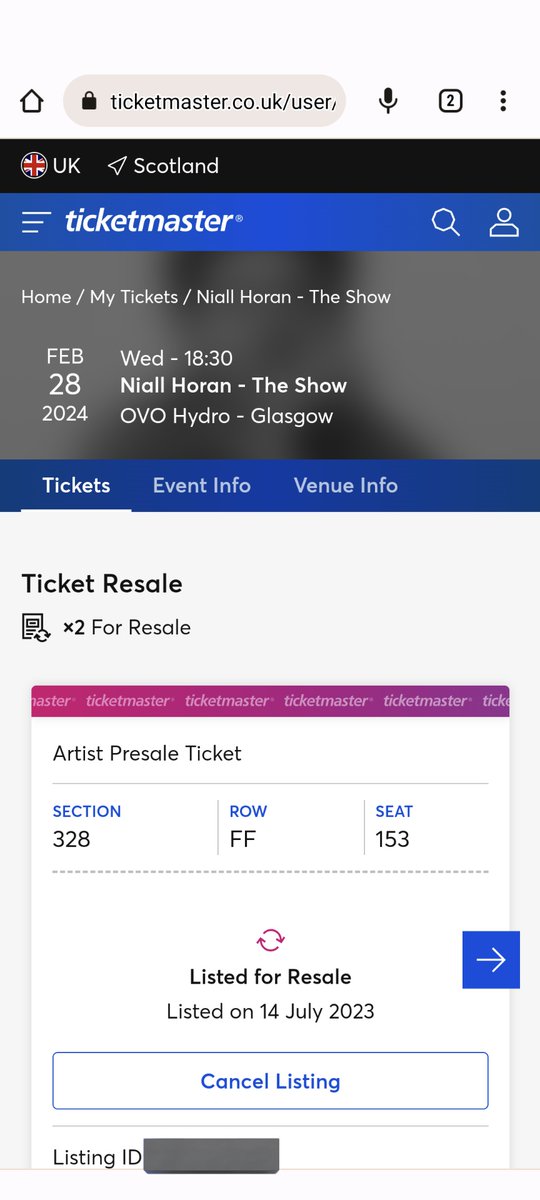 MissBoomer_'s tweet photo. @mxrven_jxss I've relisted the 2 I got in presale as I got better seats today, keep refreshing hopefully they come up ☺️ https://t.co/OYQam63AFw