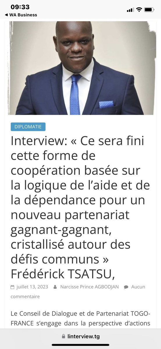 CdpTogoFrance's tweet photo. Le Conseil de Dialogue et de Partenariat TOGO-FRANCE s’engage dans la perspective d’actions concrètes.

Lire linterview
🔽🔽
https://t.co/gFTN7SIfKz
#cdptogofrance #tgtwittos
@Franceautogo https://t.co/ogMjDyxwoe