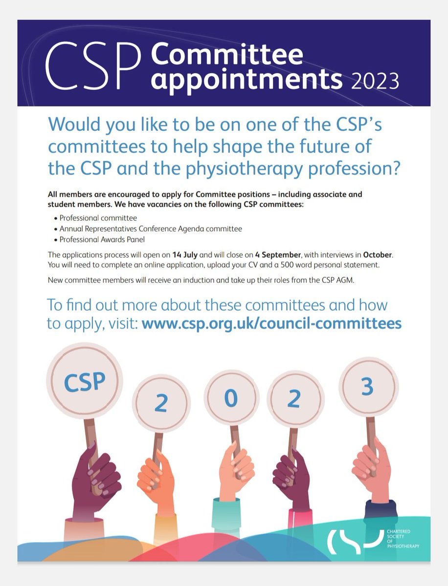 Some great opportunities to join @thecsp committees here. csp.org.uk/about-csp/how-… 👇🏾👇🏾👇🏾👇🏾