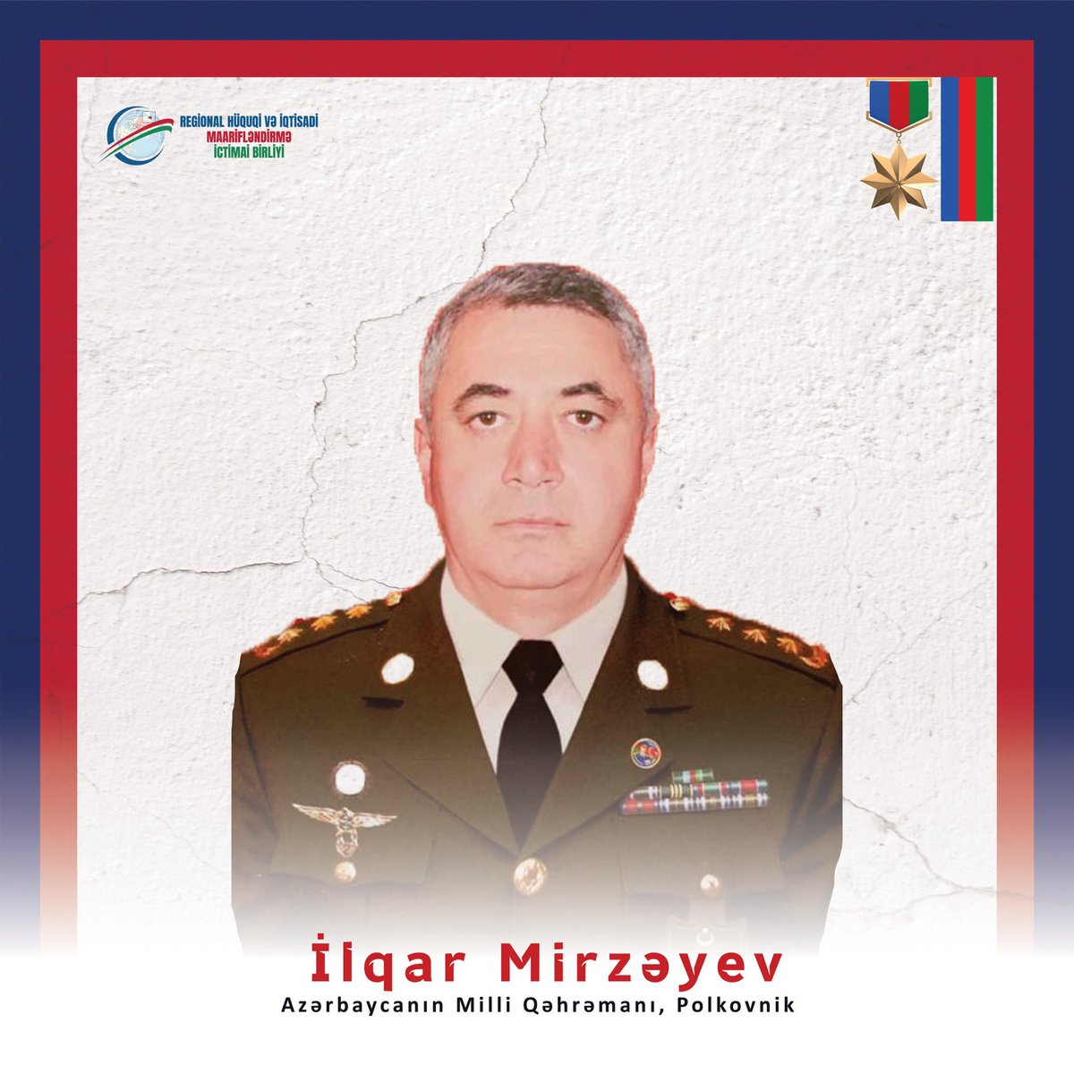 Qəhrəmanlar unudulmur! 🇦🇿

Bu gün Azərbaycanın Milli Qəhrəmanları, #şəhid , General-mayor Polad Həşimovun və Polkovnik İlqar Mirzəyevin anım günüdür. Qəhrəmanlarımızın əziz xatirəsini ehtiramla yad edirik! 🥀

#rhim #PoladHəşimov #İlqarMirzəyev #unutmadıq