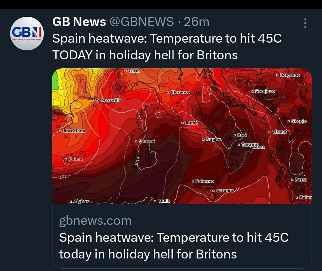 tosiani's tweet photo. @dcotoyo Si algunos periodistas que ahora son expertos en clima, hubiesen tomado la materia geología histórica, no hablarían tanta paja apocalíptica. Estas temperaturas las hubo tantas veces, solo que ahora lo pintan de ROJO !! https://t.co/1m3EZB63fF