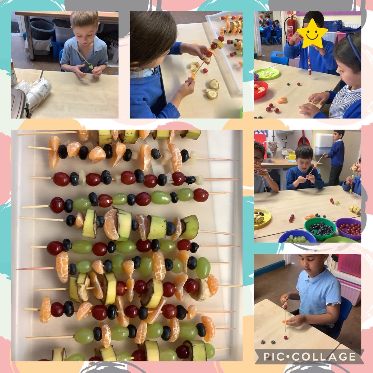 We are busy preparing for our summer fayre this afternoon! 🫐🍓🥭 We have made fruit kebabs for the fayre to end our maths inquiry! We have been learning all about money and how to sell the fruit. Come and buy a kebab this afternoon, only 50p!! 😃 @SMTVCardiff
