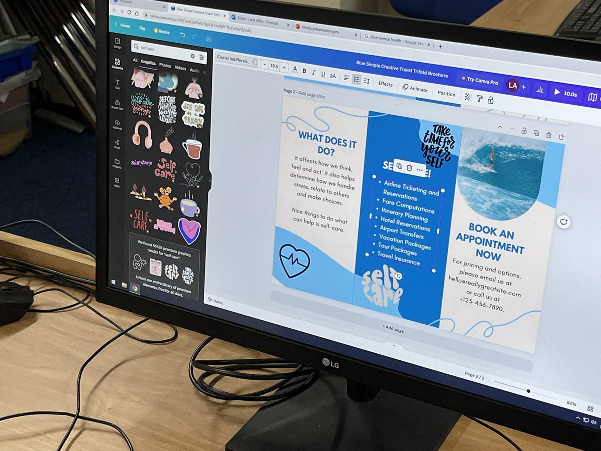 electroknitter's tweet photo. Activities day Canva Workshop with YR7s. Fantastic to see everyone’s #wellbeing brochure designs! #graphicdesign #media @WalesHigh https://t.co/pqiDlDoQT7