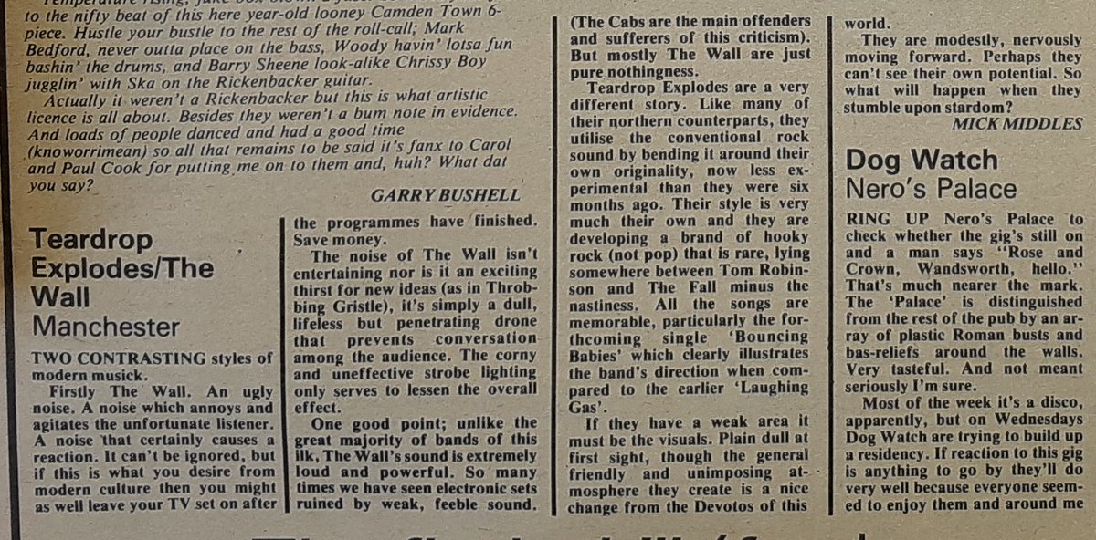 SoundsClips's tweet photo. The Teardrop Explodes gig in Manchester reviewed by Mick Middles in Sounds 14th, July 1979. @TExplodes
@JulianHCope @Mickmiddles https://t.co/Q6zKWPkbzU