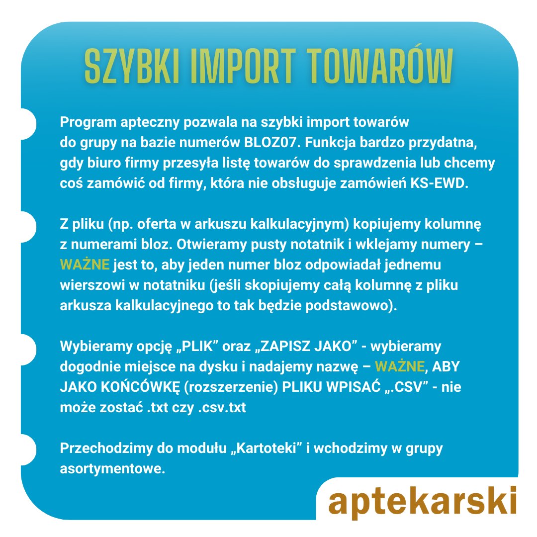 MagAptek's tweet photo. 🟠 TIPS &amp; TRICKS #3 | Szybki import towarów w Kamsofcie. Jak to zrobić? Krótką ściągę przygotował dla Was ➡mgr farm. Igor Baran (@Tuathee). https://t.co/FcFLYx7DN9