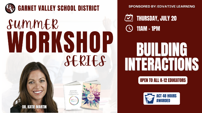 Christine Gumpert (@gumpgvhs) on Twitter photo Teachers, join the GV instructional design coaches, <a href="/edvative/">Edvative Learning</a>, and <a href="/katiemartinedu/">Katie Martin</a> as we discuss Building Interactions in our classrooms.
Register...it's FREE 😀: garnetvalley-org.zoom.us/webinar/regist… Teachers, join the GV instructional design coaches, <a href="/edvative/">Edvative Learning</a>, and <a href="/katiemartinedu/">Katie Martin</a> as we discuss Building Interactions in our classrooms.
Register...it's FREE 😀: garnetvalley-org.zoom.us/webinar/regist…