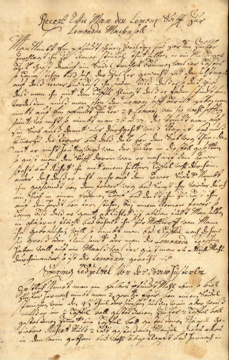 Staatsarchiv's tweet photo. Um etwas erfrischter durchs heiße Wochenende zu kommen, bringen wir noch einmal das im Familienarchiv Harrach verwahrte Rezept für Zitronenlimonade aus dem 17. Jahrhundert. Lassen Sie es sich schmecken. https://t.co/u21W0wW1Rq