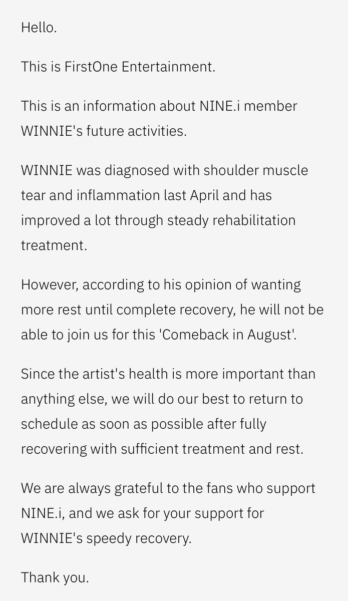 <a href="/NINE_i_Firstone/">NINE.i OFFICIAL</a> take all the time u need winnie and rest well<3 well be waiting for u