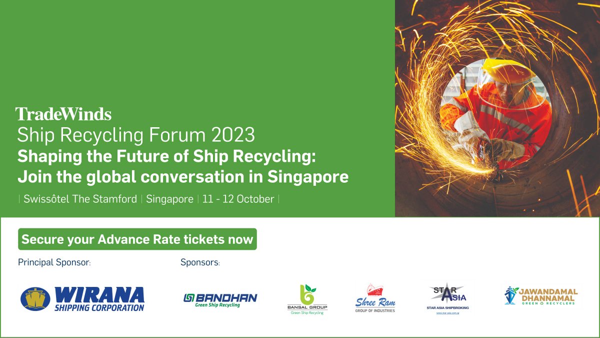 tradewindsnews's tweet image. TradeWinds is delighted that the Ship Recycling Forum is back for 2023, this year hosted in Singapore. 
Find out more about this industry-leading event and secure your Advance Rate tickets here: tradewinds.events/Recycling2023

#TradeWindsEvents #HongKongConvention #HKC #ShipRecycling