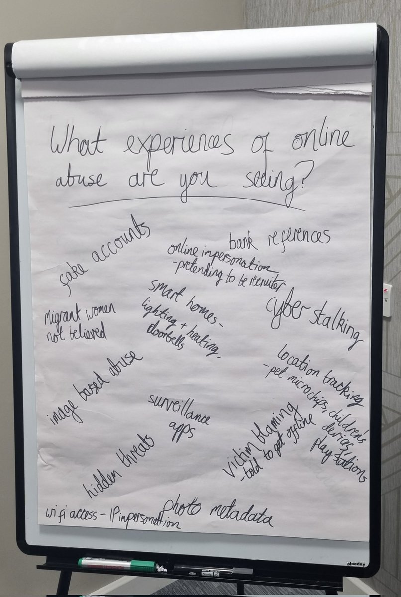 Well done @FarahNazeer & the fab @womensaid team for an inspiring conference! Great to be with you on day 2 to lead a breakout on #OnlineSafetyBill for your members, pic here of feedback on online abuse they are seeing from survivors from the session #EndAbuseTogether #WaConf23