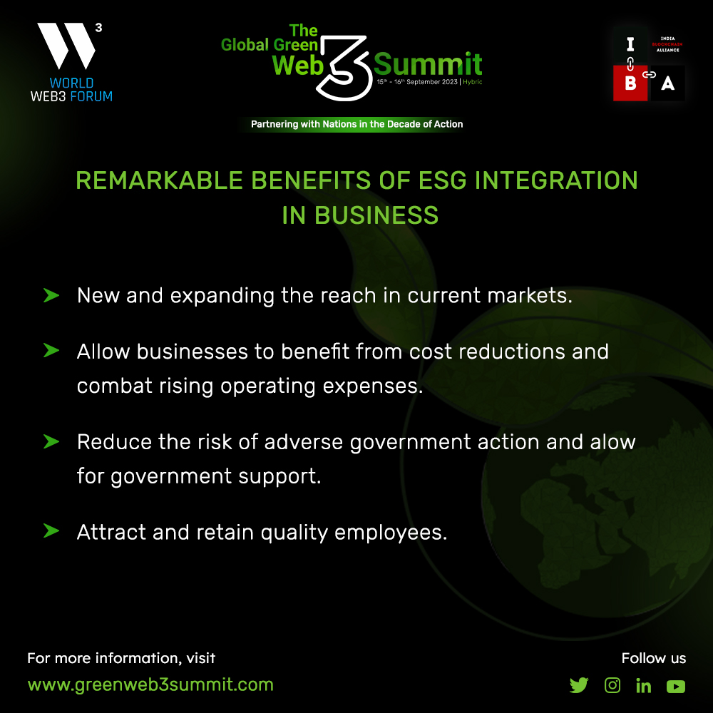 GreenWeb3Summit's tweet photo. "ESG: Building a Sustainable World"

Integrate ESG factors to tackle climate change, champion diversity, and uphold ethics for transformative progress and enduring value. Build a sustainable world with innovation and positive impact.

Visit- https://t.co/hHbsZK6PbJ https://t.co/WLk0U9RKlJ
