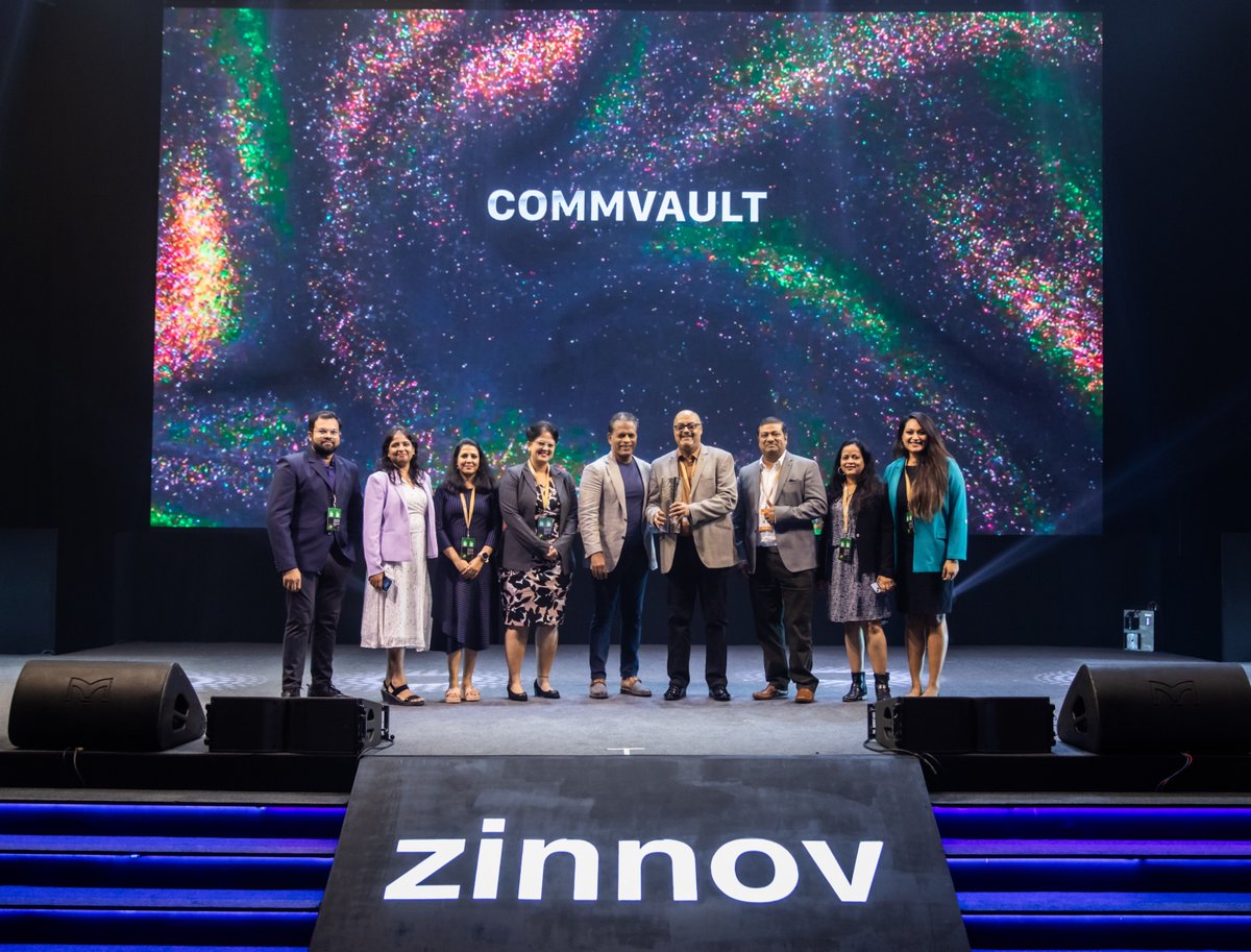 Commvault's tweet photo. What a perfect way to end the week! We are thrilled to share that #Commvault #India has been honored with the prestigious 'Tech Titan for Excellence in Talent Management in the Hybrid Age' award at #ZinnovConfluence! 

#ZinnovAwards #DefineTomorrow #CommvaultLife https://t.co/qGeAyo6Wqg