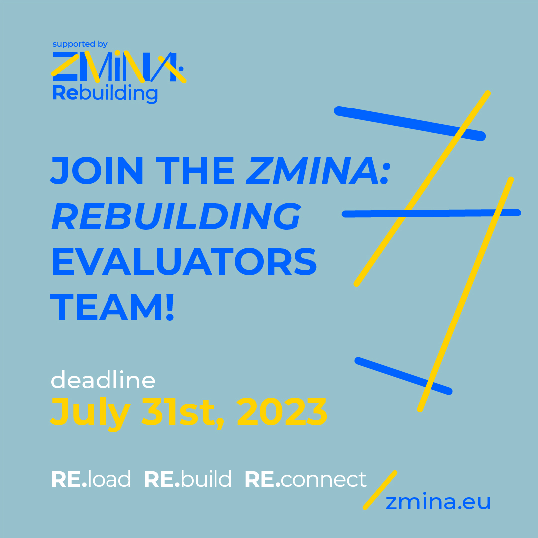 💼🔍 𝐂𝐚𝐥𝐥 𝐟𝐨𝐫 𝐞𝐱𝐩𝐞𝐫𝐭𝐬 - #ZMINA: Rebuilding is looking for evaluators!

Selected experts will evaluate proposals from applicants for funding of collaborative projects with organisations in #CreativeEurope countries.

ℹ️ More Info: bit.ly/3JVDPI9

 #ukraine