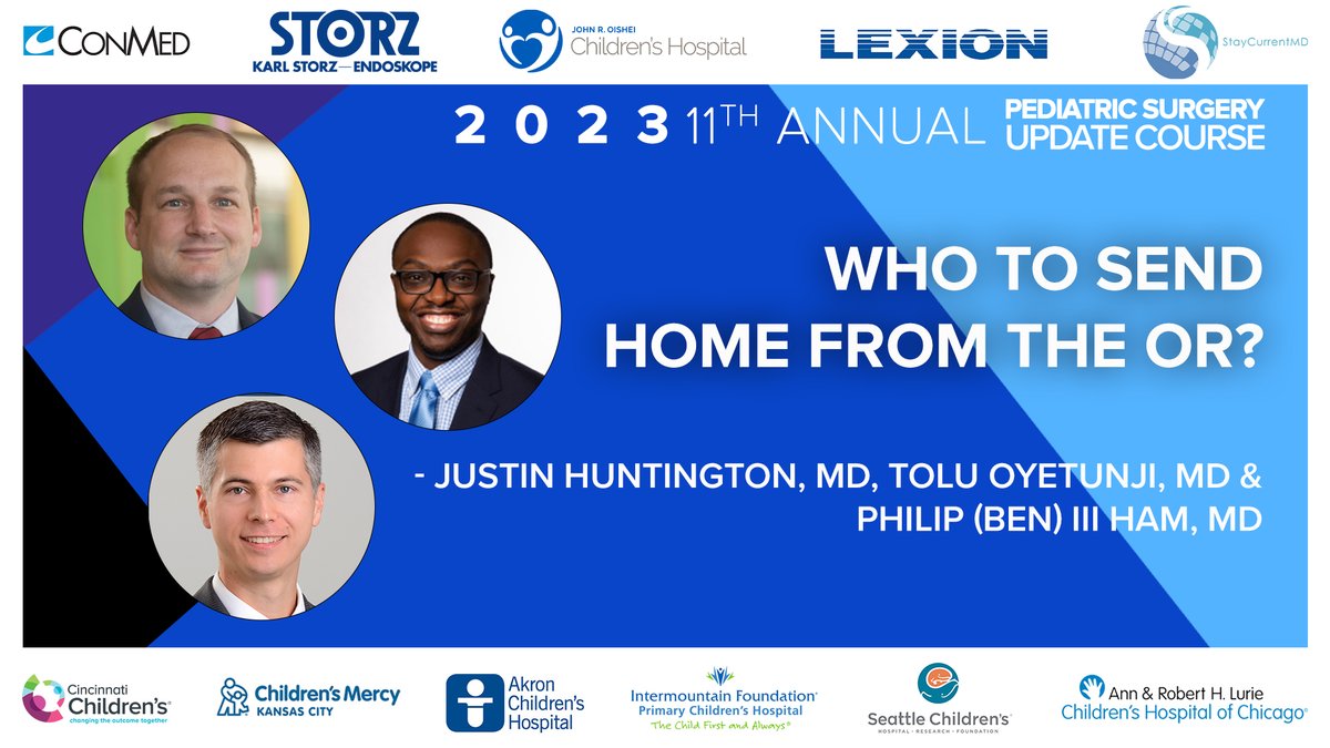 StayCurrentMD (@staycurrentmd) on Twitter photo 2023 Update Course, <a href="/JTHuntingtonMD/">Justin Huntington</a> <a href="/ToluOyetunji/">Tolu Oyetunji</a> <a href="/BensonHam/">Ben Ham</a> talk on Who to Send Home from the OR!
Register: gcmd.co/3P9Px59
@cincychildrens #storz @luriechildrens #ChildrensMercy #primarychildrens @seattlechildrens #Lexion @conmedcorporation <a href="/OCHBuffalo/">Oishei Children's Hospital</a> <a href="/AkronChildrens/">Akron Children's</a> 2023 Update Course, <a href="/JTHuntingtonMD/">Justin Huntington</a> <a href="/ToluOyetunji/">Tolu Oyetunji</a> <a href="/BensonHam/">Ben Ham</a> talk on Who to Send Home from the OR!
Register: gcmd.co/3P9Px59
@cincychildrens #storz @luriechildrens #ChildrensMercy #primarychildrens @seattlechildrens #Lexion @conmedcorporation <a href="/OCHBuffalo/">Oishei Children's Hospital</a> <a href="/AkronChildrens/">Akron Children's</a>