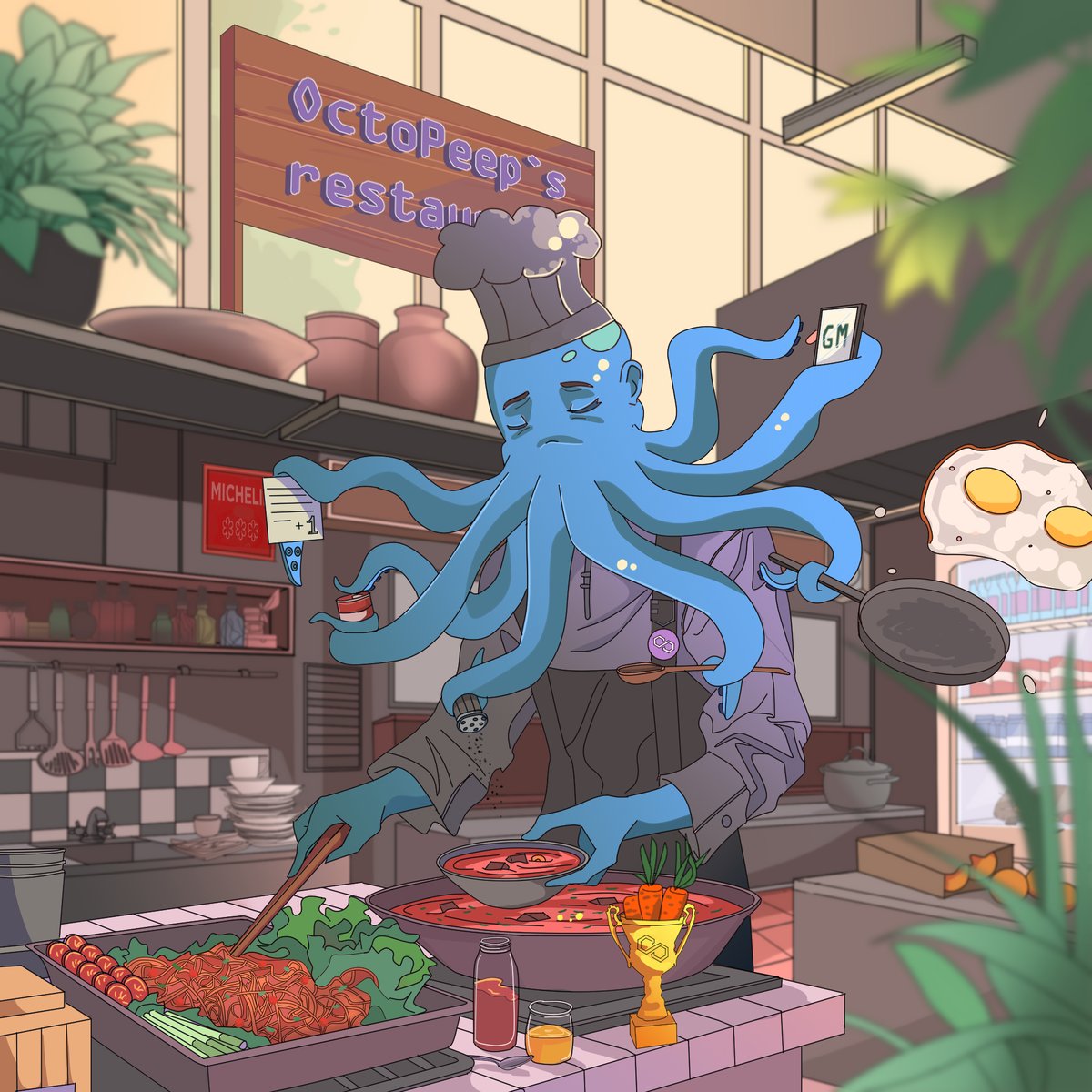 OctoPeepsNFTs's tweet photo. 🪂 JULY 2023 HOLDERS AIRDROP 🪂

This month's art was drawn by @AlexDeerArt1 who is an amazing and passionate artist. She helped a lot during this month by drawing amazing summer postcards for all of you.

Pls, welcome Octo Chef 🐙👨‍🍳

Just like this Octo Chef serving up delicious dishes, we at OctoPeeps bring our heart and soul to everything we do. Whether it's cooking up projects or creating NFTs, we're all about infusing passion into our work. We're here to serve you with tasty and meaningful experiences that make a difference. So, just like this Octo Chef cooks with love, we're cooking up awesomeness with our own unique flavor.

Thank you for your support and have a great day ❤️

https://t.co/oC3lmEsscY

#NFTs #PolygonNFT #NFTCommunity