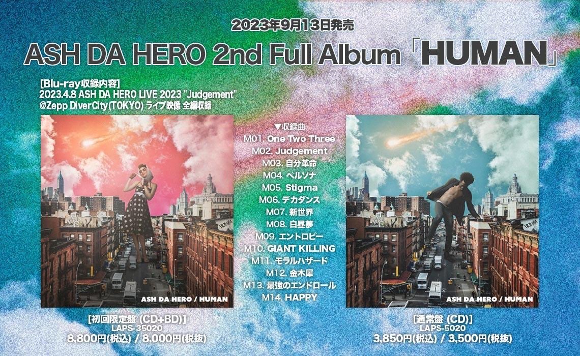 ashdahero's tweet photo. ／
📢アルバム詳細&amp;
新アーティスト写真公開‼
＼

9/13(水)リリース💿
#ASHDAHERO 2nd Full Album『#HUMAN 』のJKT画像、収録楽曲を発表！！👀

新アーティスト写真も公開📸

ご予約・詳細はこちら↓↓
https://t.co/5jNzEsiIxR

#ADH https://t.co/M7MRK6NLyi