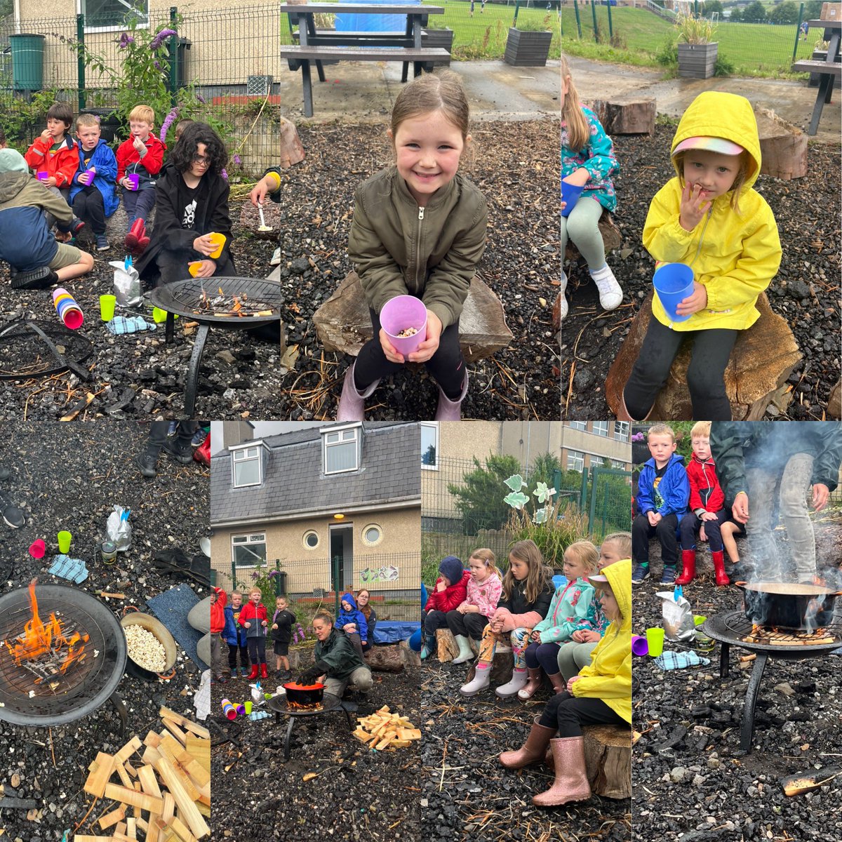 cp_class1's tweet photo. We then made a fire and made yummy popcorn! We even had a cup full as a mid morning snack🍿 After that we chalked and mud painted the plant pots and tires, so much fun! https://t.co/u37P6tFtYV