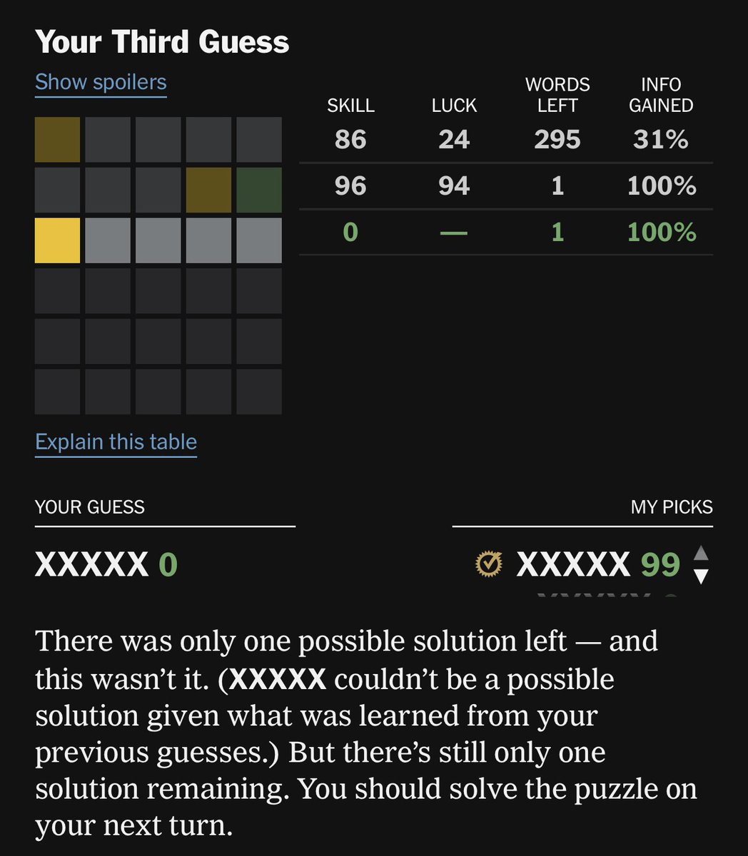 TimBond's tweet image. Day 22 of current streak. I didn't think hard enough for step 3 because it seems there was only one possible thing it could be, but I needed more letters so I played a non-guess. 

Wordle 755 4/6

🟨⬛⬛⬛⬛
⬛⬛⬛🟨🟩
🟨⬛⬛⬛⬛
🟩🟩🟩🟩🟩
