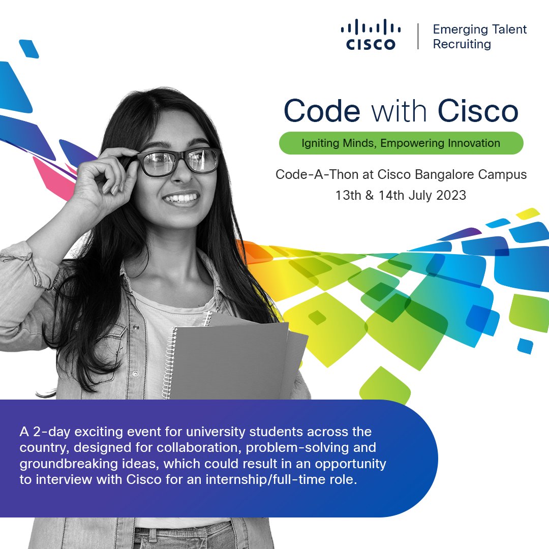cisco_in's tweet image. We are delighted that Code with Cisco is running successfully at our Bangalore campus. Lots of participation and enthusiasm, with teams collaborating on complex problems, exchanging ideas, and making a substantial impact. Winners will be announced on July 14th. #CodeWithCisco