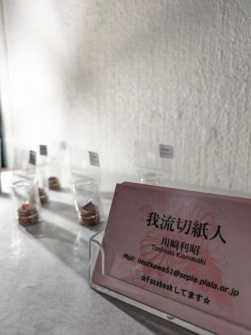 #寄生虫美術展覧会いよいよ明日から開催です!※画像は展示風景今回納品させていただいた作品はフタゴムシ、リーシュマニア、ニベリニアロイコクロリディウム、ハリガネムシの5種会期が長いので状況みながら追納&新作納品の予定です!上記作品ですが少数#博物ふぇす にも持参します 