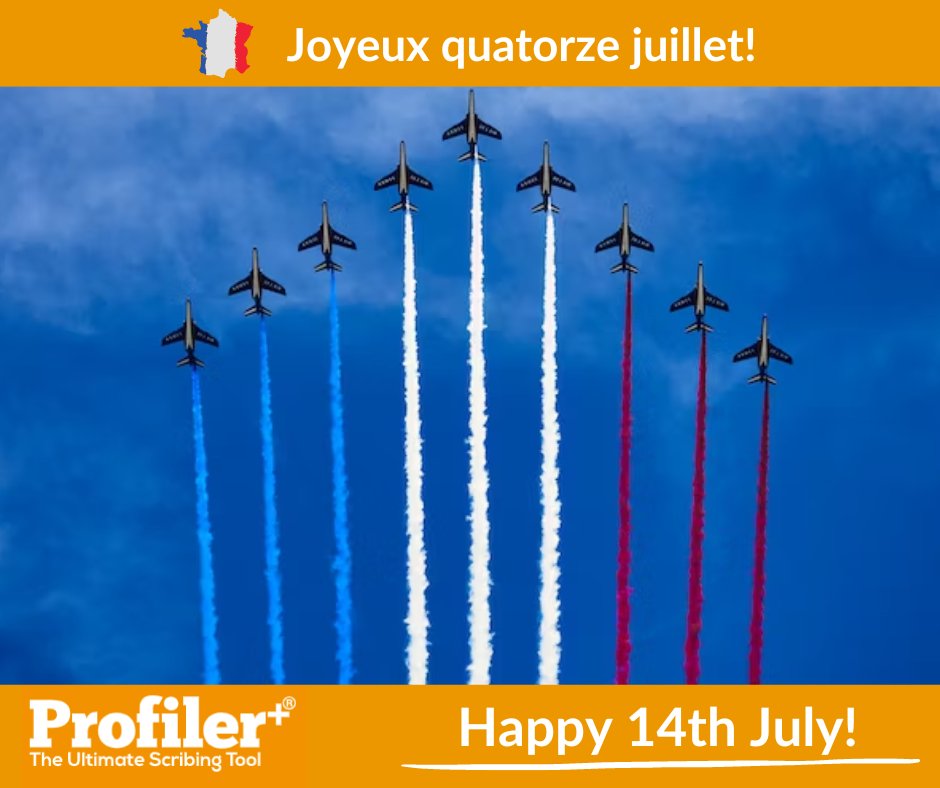 ScribeTool's tweet image. We at Profiler+ would like to wish a very Happy Bastille Day to our friends across the channel! We hope you all enjoy today's celebrations.

#JouerDeBastille #LaFeteNationale #QuatorzeJuillet #Charpenterie #Menuiserie
