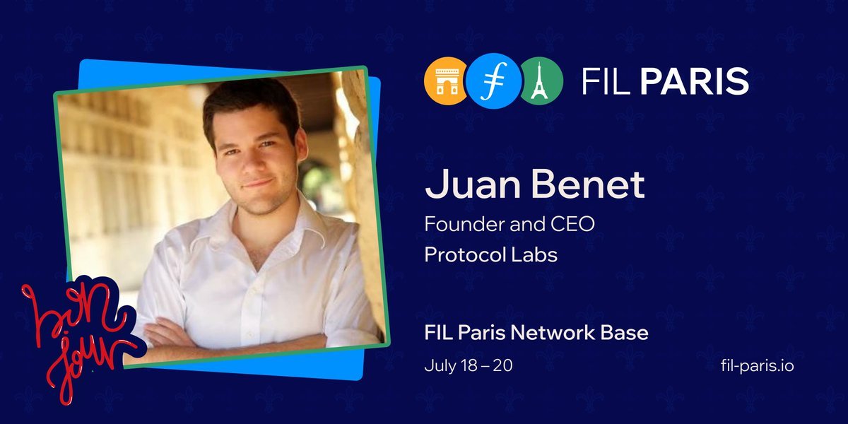 DSPA_Asia's tweet photo. 📖 FIL Paris Network Base
📅 July 18 - 20 9am -10 pm
📌 Le Son de la Terre 2 Port Montebell
FIL Paris Network Base brings together top #Web3 developers, #FilecoinSP , and ecosystem partners, and you'll get to meet @juanbenet at the event.
✨ Register: https://t.co/RaF7KANjKR https://t.co/UfFHH2Ey65