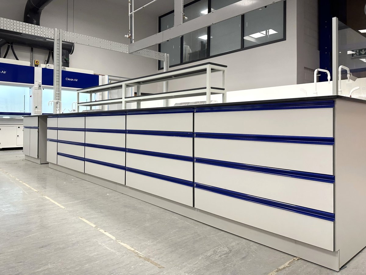 apmgltd's tweet photo. We've designed, manufactured, and are completing install of this tough, attractive and functional lab furniture for @LucideonTest, a multi-faceted international organisation which offers R&amp;D, and testing and assurance. #Lab #Furniture #Design #FittedFurniture #UKmfg #Trespa https://t.co/oGn1JN7o4y