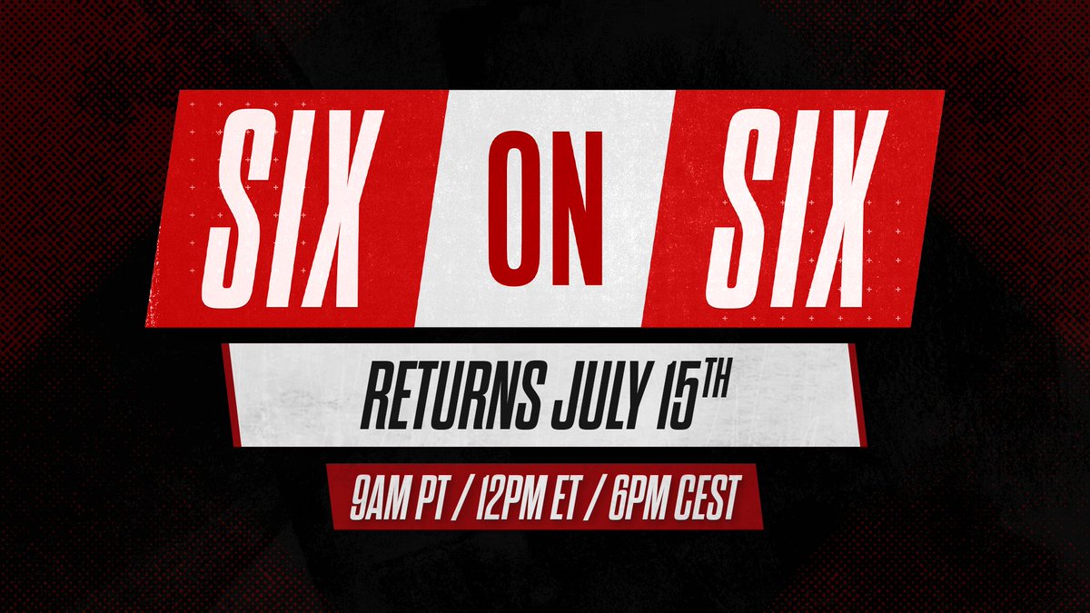 Six On Six returns this Saturday, July 15th!

We'll be discussing:
Recent balancing changes
The 1.5x sight
Regional roster moves
Gamers8 Twitter drama
And <a href="/laxing/">Laxing</a> joins us to discuss his retirement!

See you tomorrow, Saturday July 15th, at 9am PT / 12pm ET / 18:00 CEST