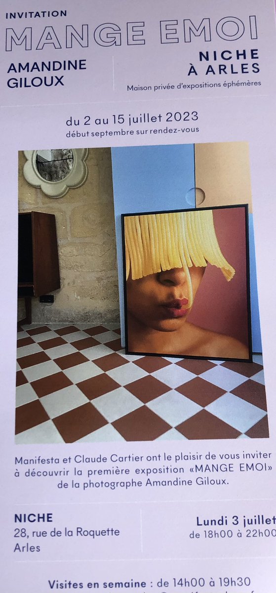 NathCatStras's tweet photo. Jolie rencontre avec Amandine Giloux @agil_studio dans le cadre du #Festival #Photo #Arles dans une maison superbe, véritable écrin pour cette belle expo « Mange Emoi »
📍28 rue de la Roquette à #Arles
Un must #rencontresarles #OFF https://t.co/g2C0pLdgax