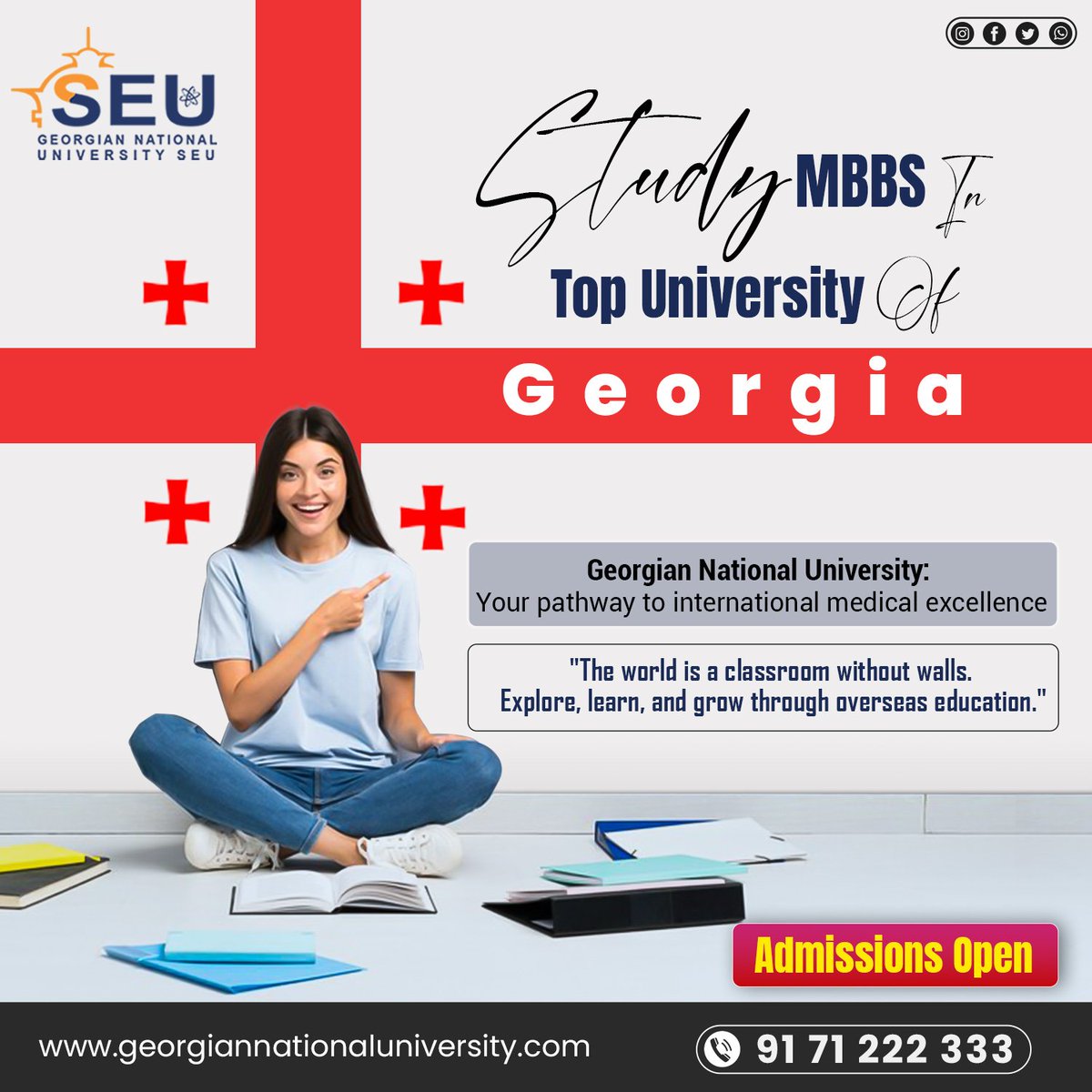 seuedu_in's tweet photo. Study MBBS at Top University in Georgia  Georgian National University. Your gateway to international medical excellence.
Admissions now open.
Contact us:  9171 222 333
VISIT:https://t.co/C2RCKbSTNe
Subscribe Link: https://t.co/79FoIZu1kP
#MBBS #GeorgianUniversity  #wisdomoverseas https://t.co/XPpzTJFLzy