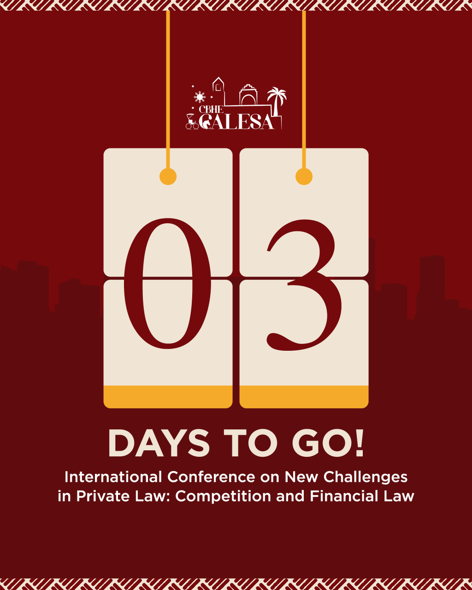 UPCollegeofLaw's tweet photo. 3 days to go until the CALESA International Conference on New Challenges in Private Law: Competition and Financial Law
Register now thru
https://t.co/zwpUYgbqh4
#UPCollegeofLaw #CALESA
#UPLaw https://t.co/3K6SGrBS38
