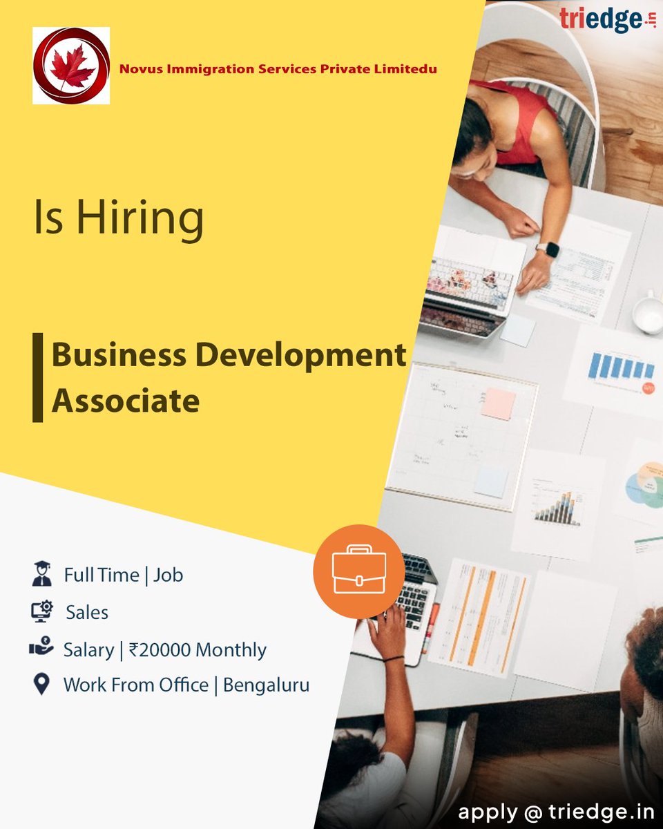 Novus Immigration Services Private Limited is hiring a Business Development Associate. Interested candidates can send their CVs to apply@triedge.in 

#Sales #Marketing #BusinessDevelopment #FresherJob #BengaluruJobs #HiringNow