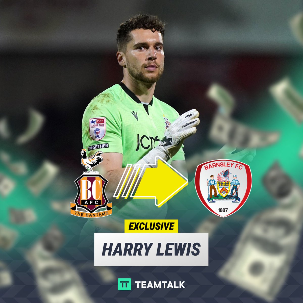 TEAMtalk's tweet photo. 𝗘𝗫𝗖𝗟𝗨𝗦𝗜𝗩𝗘: 🚨

TEAMtalk understands that Barnsley are close to a deal for Bradford City goalkeeper Harry Lewis 👀🔴

#BCAFC #BradfordCity #BarnsleyFC https://t.co/4ebqyHnB1B