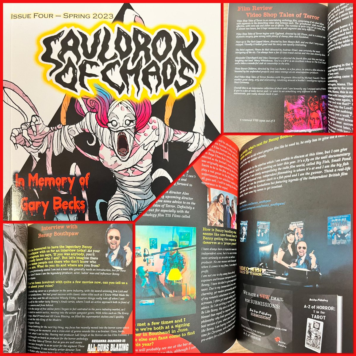 ‘Cauldron of Chaos’ issue 4 from @RedCapePublish includes an interview with me,  a cracking review of my film ‘Video Shop Tales of Terror’ & some other bits

Digital
godless.com/products/cauld… 

Print
mybook.to/CoC4

#spreadthehorror #SharetheScreams #rtArtBoost