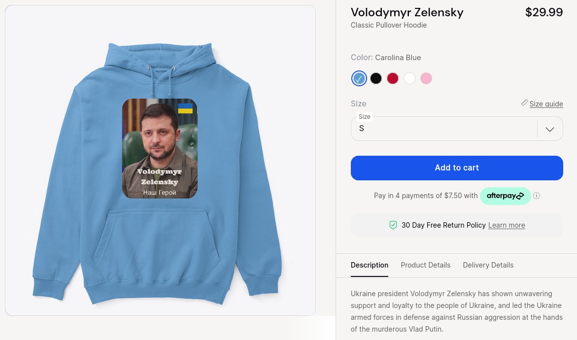 ABIONTECHNOLOGY's tweet photo. @JoriCahaya Volodymyr Zelensky is a HERO!!! I have merchandise in my online Ukraine store in tribute of him!! https://t.co/NFMHhmchPp #UkraineWar https://t.co/EMZ48rsh9C