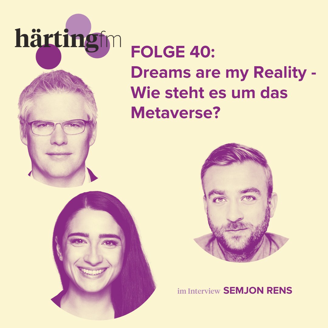 Happy weekend people und hört Euch unsere neue Folge an. Mit @SemjonRens sprechen wir über Chancen und Herausforderungen des #Metaverse und auch darüber, warum #Threads in der EU noch nicht verfügbar ist. haerting.de/wissen/dreams-…