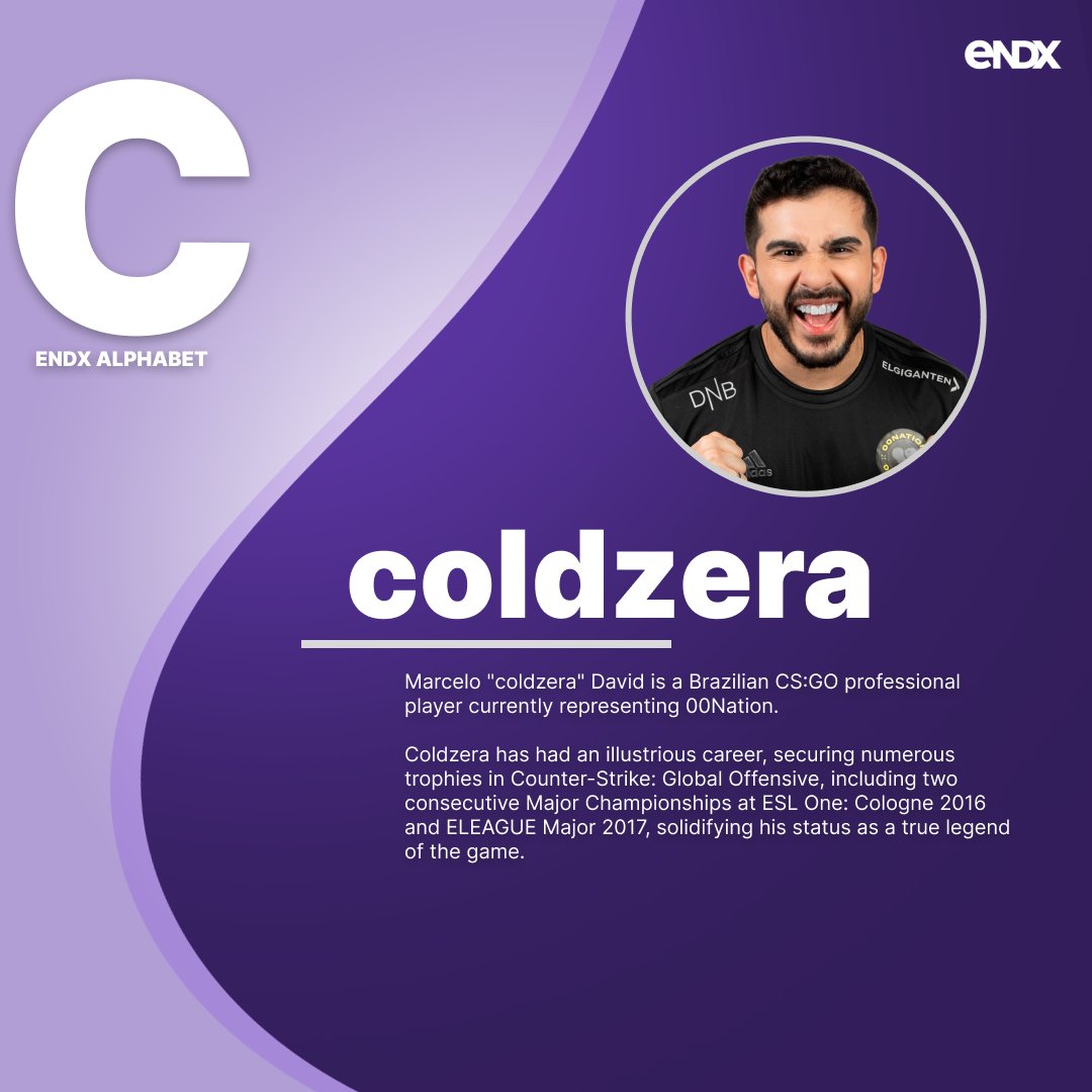 endx_gg's tweet photo. C is for @coldzera the @ZeroZeroBRASIL Legend 🐐
Will his experience and knowledge help 00NATION climb to the top of the Counter-Strike food chain? 🔥
Sign up now and join the #ColdArmy Clan now on https://t.co/H5uspEeCAj 🙌 https://t.co/impo2B4IEK