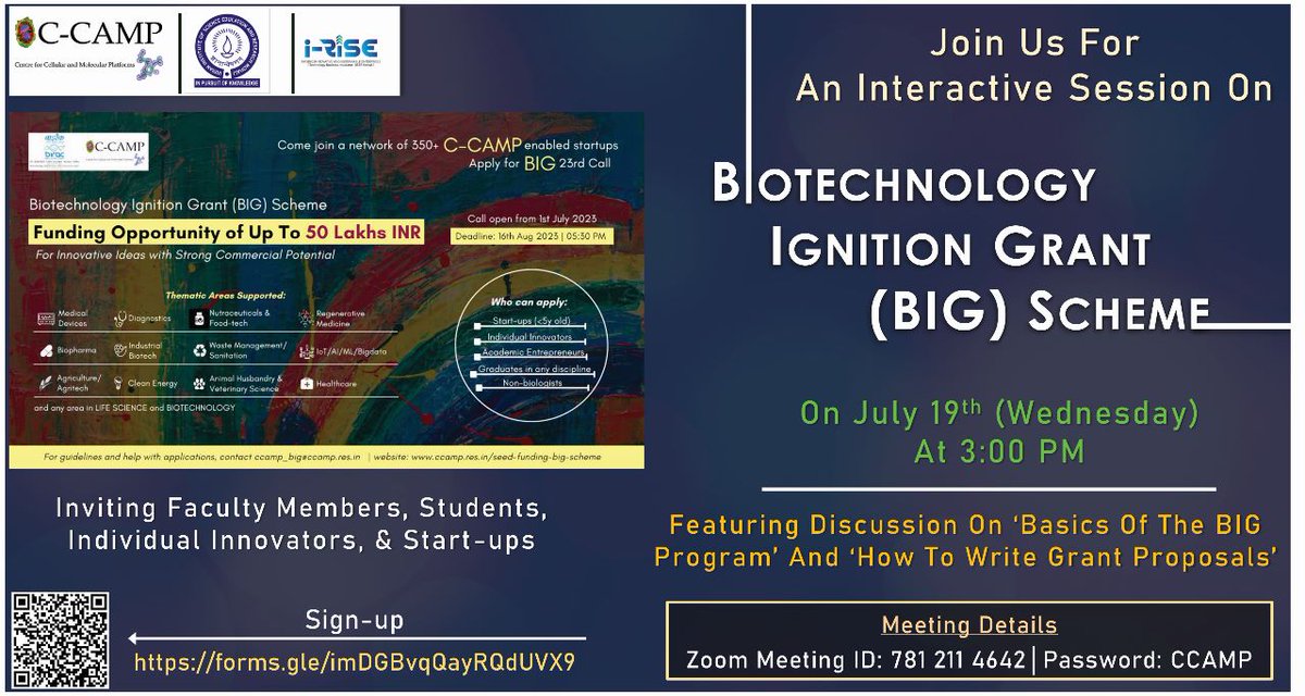 iisermtbi's tweet photo. Calling Faculty Members, Students, Individual innovators &amp; Startups! 

Register: https://t.co/EcwG7g5PpR

📅:19 July'23
📍: 03:00 PM - 03:45 PM India

Zoom Link:
 https://t.co/agdcX0tiam
Meeting ID: 781 211 4642
Passcode: CCAMP

#iisermtbi #iisermohali #startups #startupindia https://t.co/q4P2VKxmDZ
