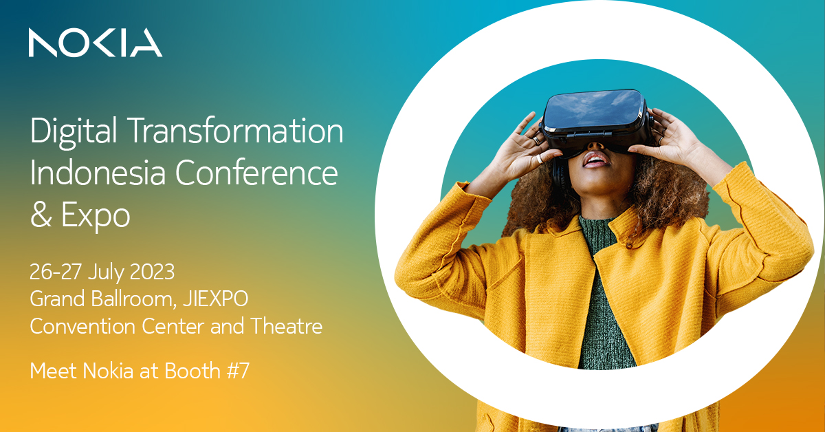 nokiaindustries's tweet photo. Join us at DIGITAL TRANSFORMATION INDONESIA CONFERENCE &amp; EXPO 2023 and experience how #5G is transforming our industry towards digitalization! Meet us at Booth #7 on 26-27 July at Grand Ballroom JIEXPO Convention Centre &amp; Theatre, Jakarta.  

Register now: https://t.co/3dAbmBRhBc https://t.co/oCN8zCwDS9