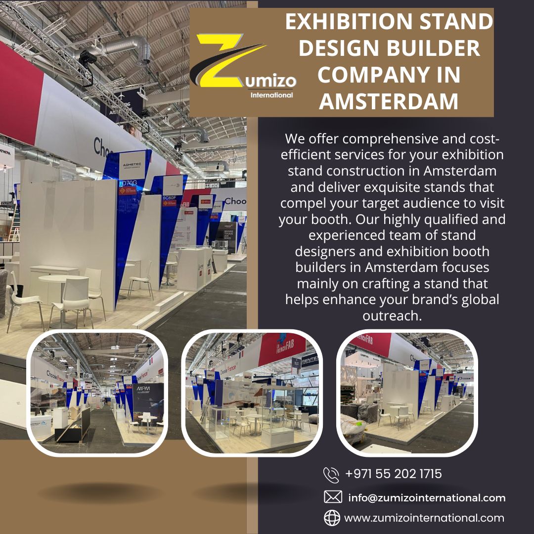 EzraZumizo's tweet image. Prominent Exhibition Booth Builder in Amsterdam
Are you ready to participate in the upcoming exhibitions in Amsterdam? Do you want to stay ahead of your competitors at the event? Then, consider partnering with Zumizo International for all your stand requirements.
#boothbuilder