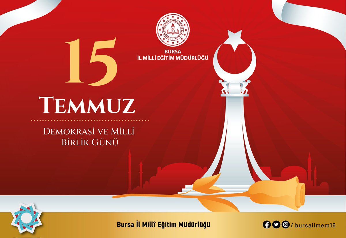 bursailmem16's tweet photo. 15 Temmuz Demokrasi ve Milli Birlik Günü Kutlu Olsun.🇹🇷

@tcmeb @Alireisoglu34
#TürkiyeYüzyılınınKahramanları
#15Temmuz 
#bursamem https://t.co/YEqRB0HJar
