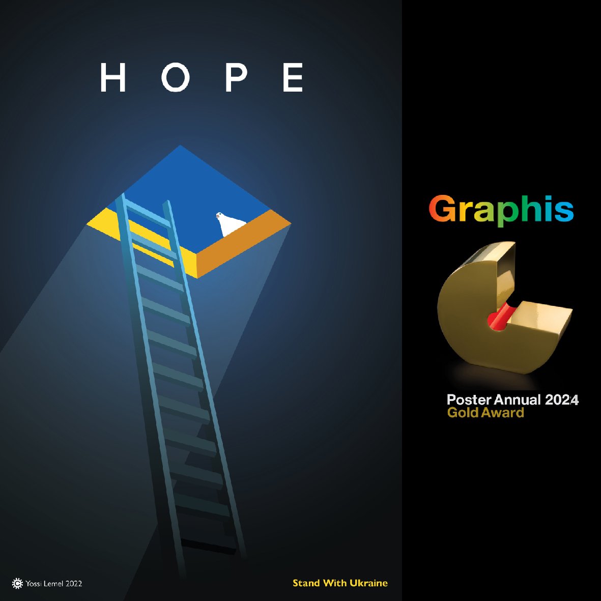 My HOPE, Stand With Ukraine, poster, just got the Gold Award in Graphis Poster 2024, Competition, New York.
#graphis #poster #politicalposter #standwithukraine #hope #peace #nowarinukraine #nowar